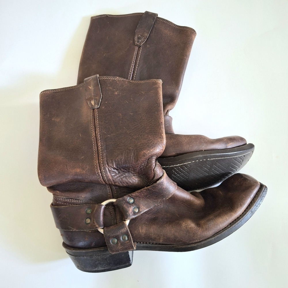 Vintage Durango Engineer Biker Harness Boots Men's 13 Brown Distressed Leather